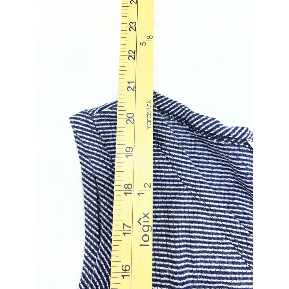 Green Envelope Women's V‑Neck Sleeveless Tank Top M Navy White Stripe Tie Front - Picture 4 of 8